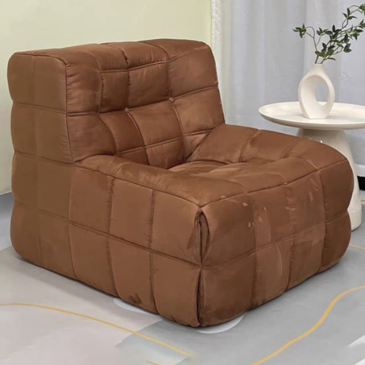 Nordic Corduroy Leather Block Accent Chair