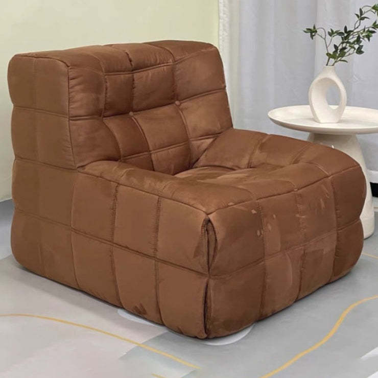 Nordic Corduroy Leather Block Accent Chair