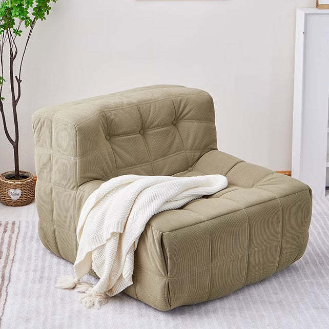 Nordic Corduroy Leather Block Accent Chair