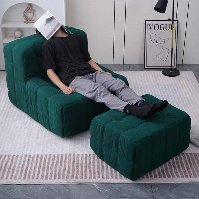 Nordic Corduroy Leather Block Accent Chair