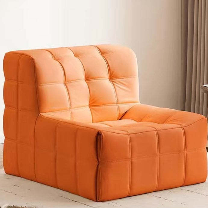 Nordic Corduroy Leather Block Accent Chair