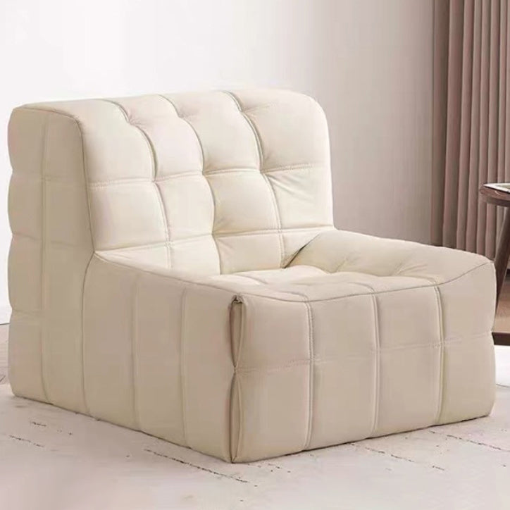 Nordic Corduroy Leather Block Accent Chair — Orange - Leather