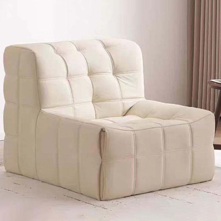 Nordic Corduroy Leather Block Accent Chair — Orange - Leather