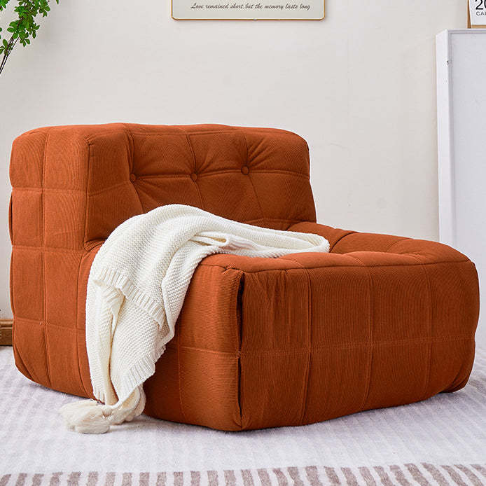 Nordic Corduroy Leather Block Accent Chair — Light Brown - Corduroy