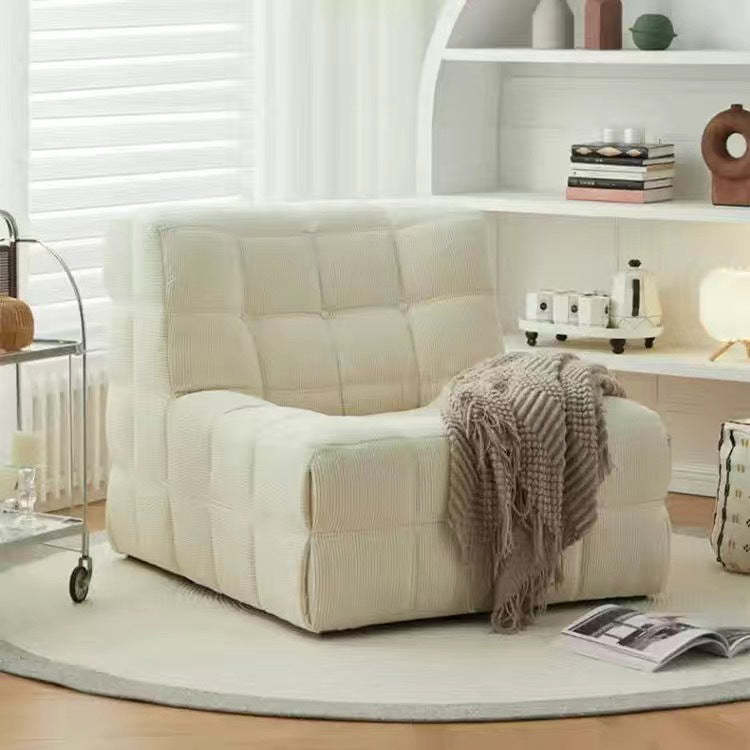 Nordic Corduroy Leather Block Accent Chair — Beige - Leather