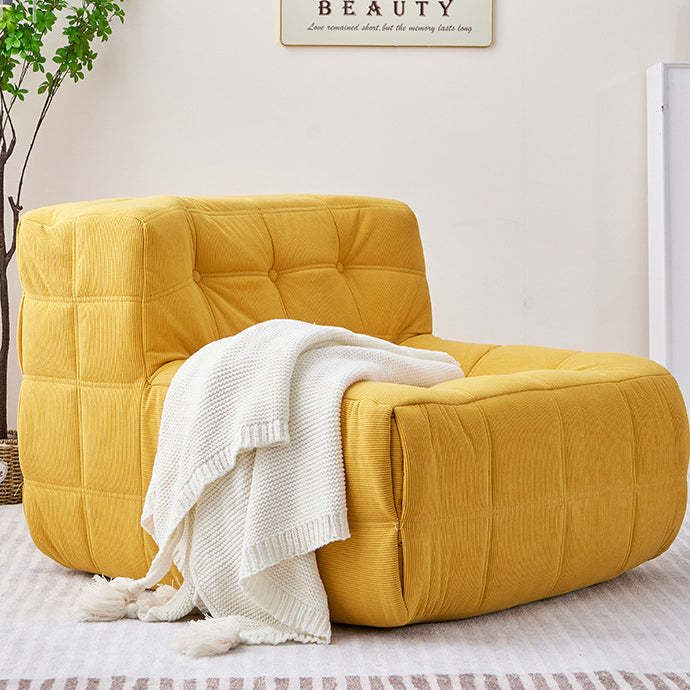Nordic Corduroy Leather Block Accent Chair