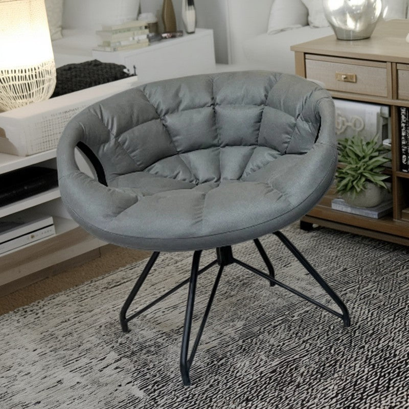 Nordic Tech Fabric Iron Round Accent Chair — Orange