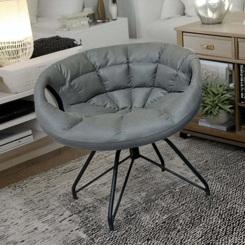 Nordic Tech Fabric Iron Round Accent Chair — Orange