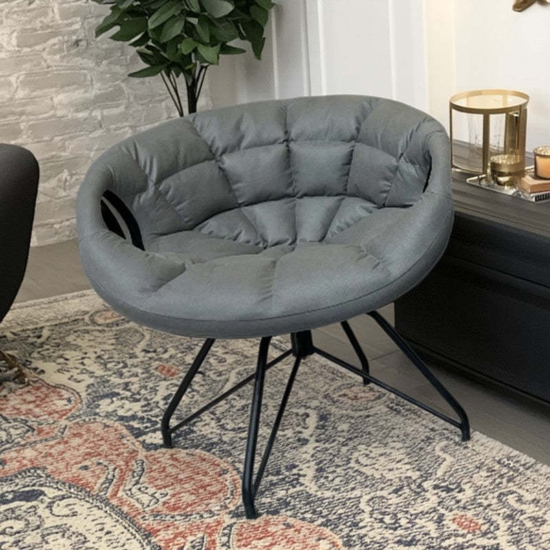 Nordic Tech Fabric Iron Round Accent Chair — Yellow