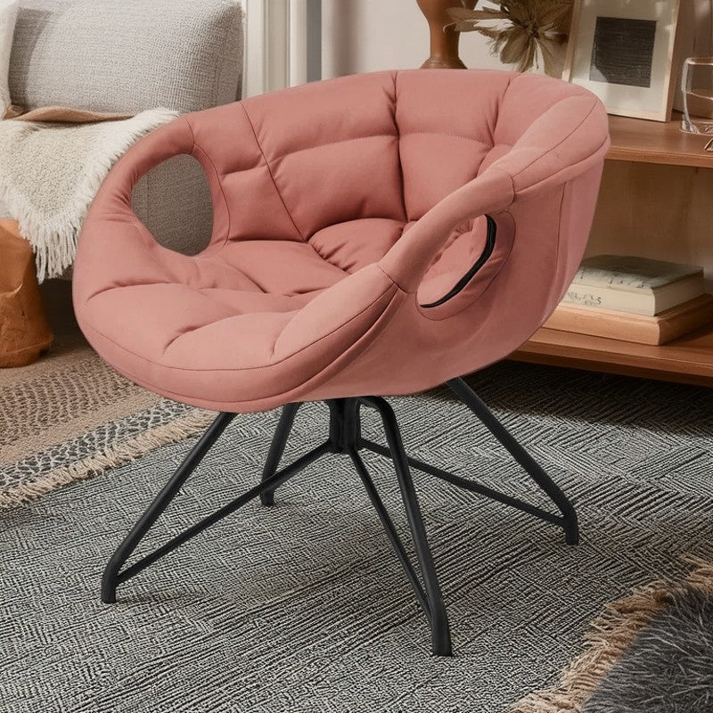 Nordic Tech Fabric Iron Round Accent Chair — Blue