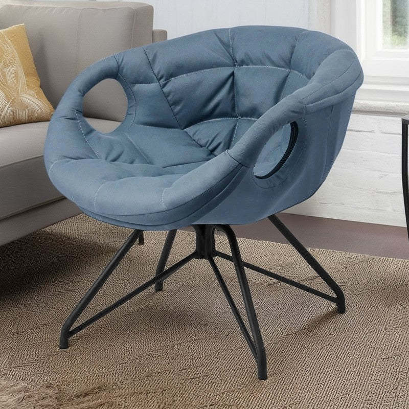 Nordic Tech Fabric Iron Round Accent Chair — Pink