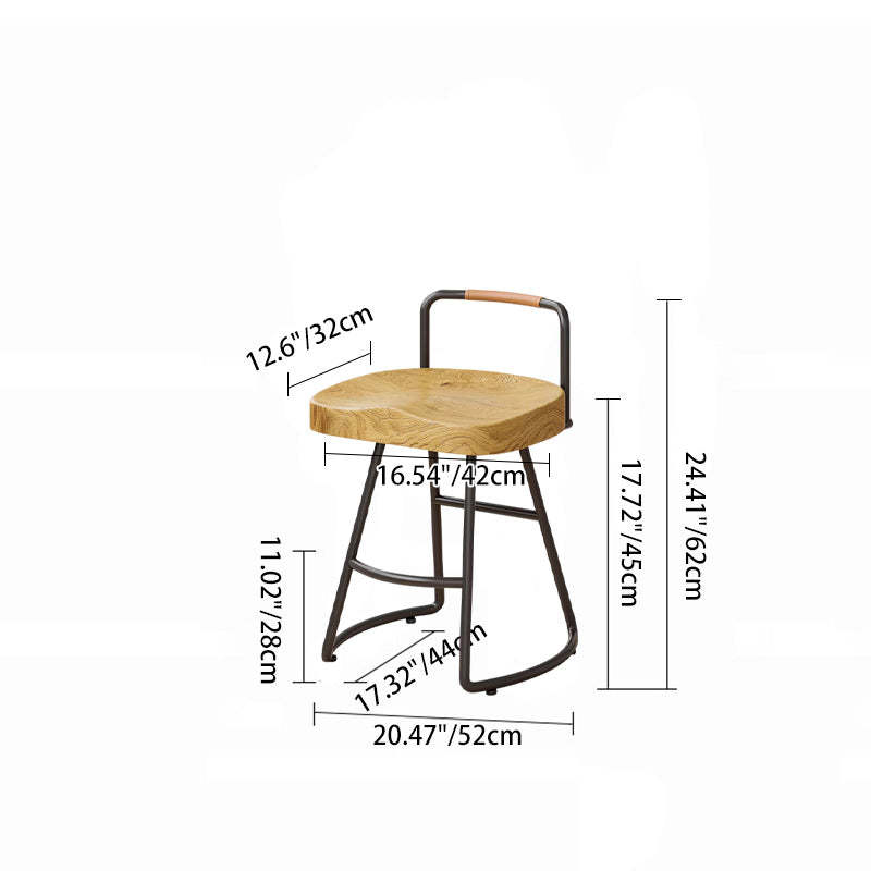 Farmhouse Wood Iron Square Bar Stool
