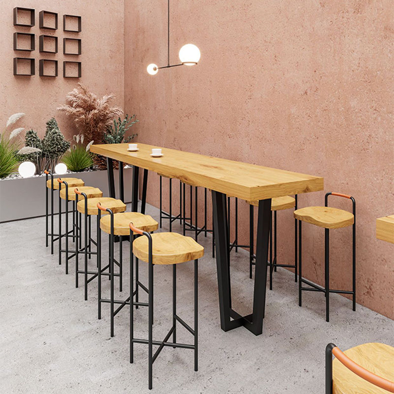 Farmhouse Wood Iron Square Bar Stool — Gold