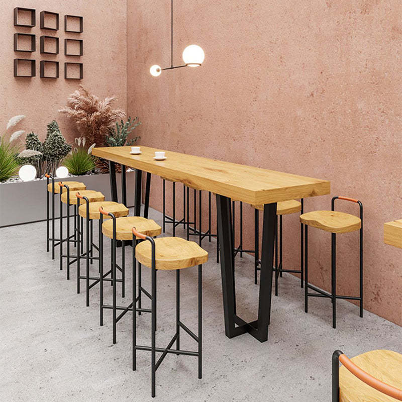Farmhouse Wood Iron Square Bar Stool — Gold