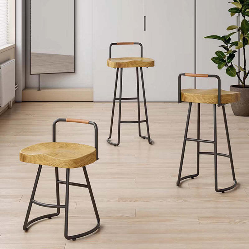Farmhouse Wood Iron Square Bar Stool — Black