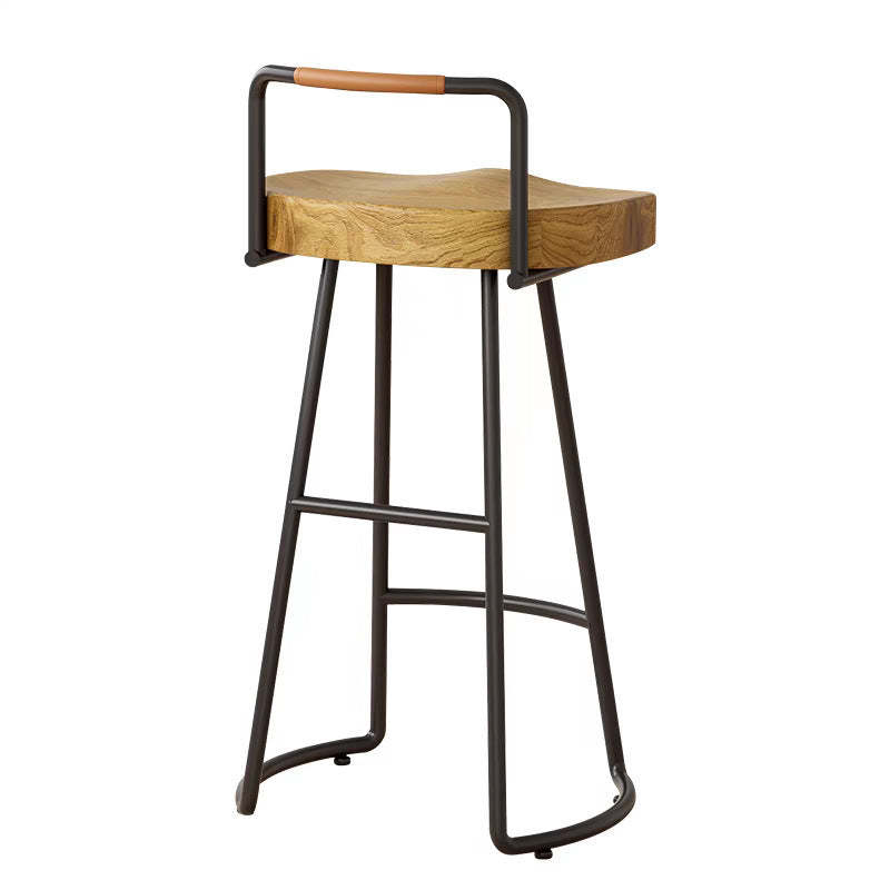 Farmhouse Wood Iron Square Bar Stool