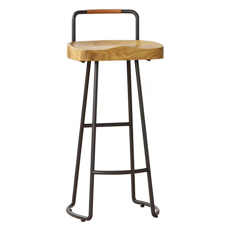 Farmhouse Wood Iron Square Bar Stool