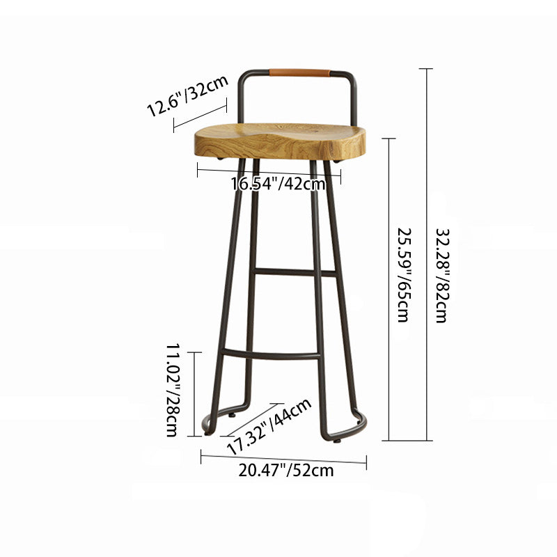 Farmhouse Wood Iron Square Bar Stool