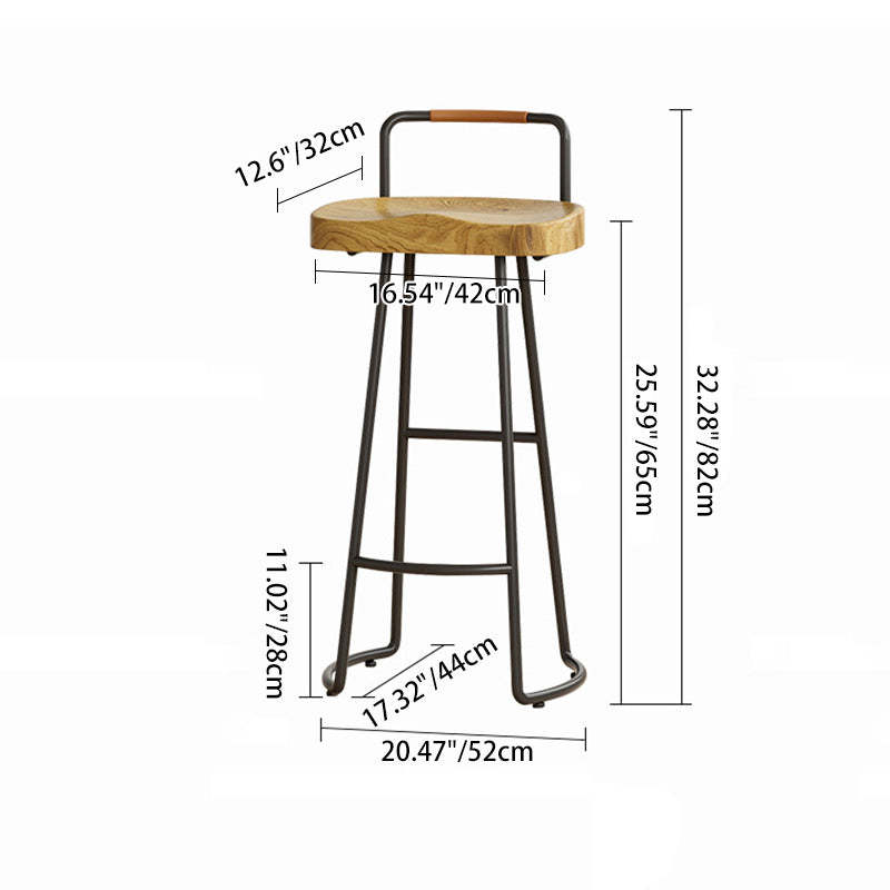 Farmhouse Wood Iron Square Bar Stool