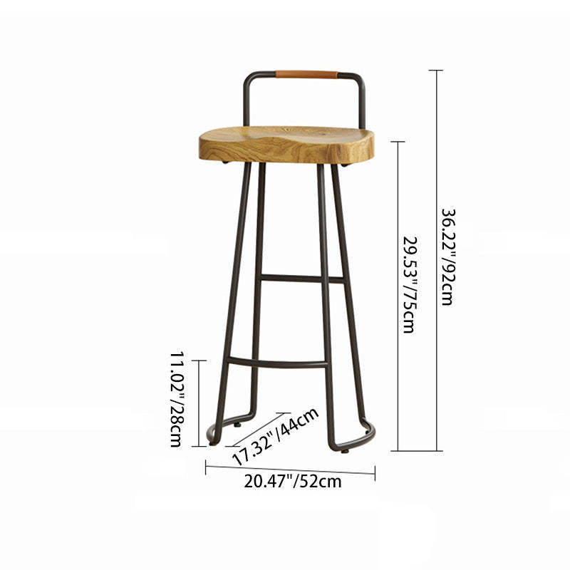Farmhouse Wood Iron Square Bar Stool