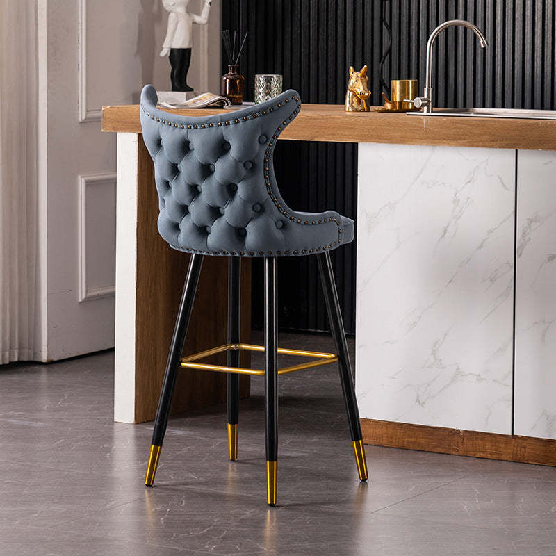 Luxury tech gray bar & counter stools — 17" L x 18" W x 34" H / Performance Fabric / Blue