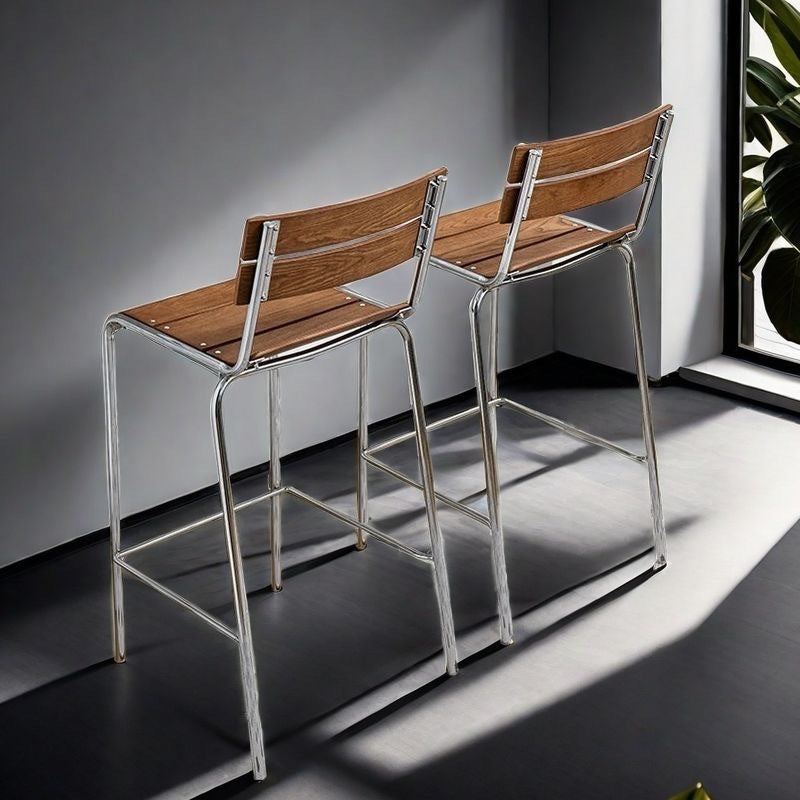Retro Wood Iron Square Bar Stool