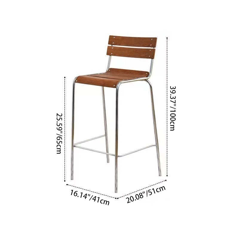 Retro Wood Iron Square Bar Stool
