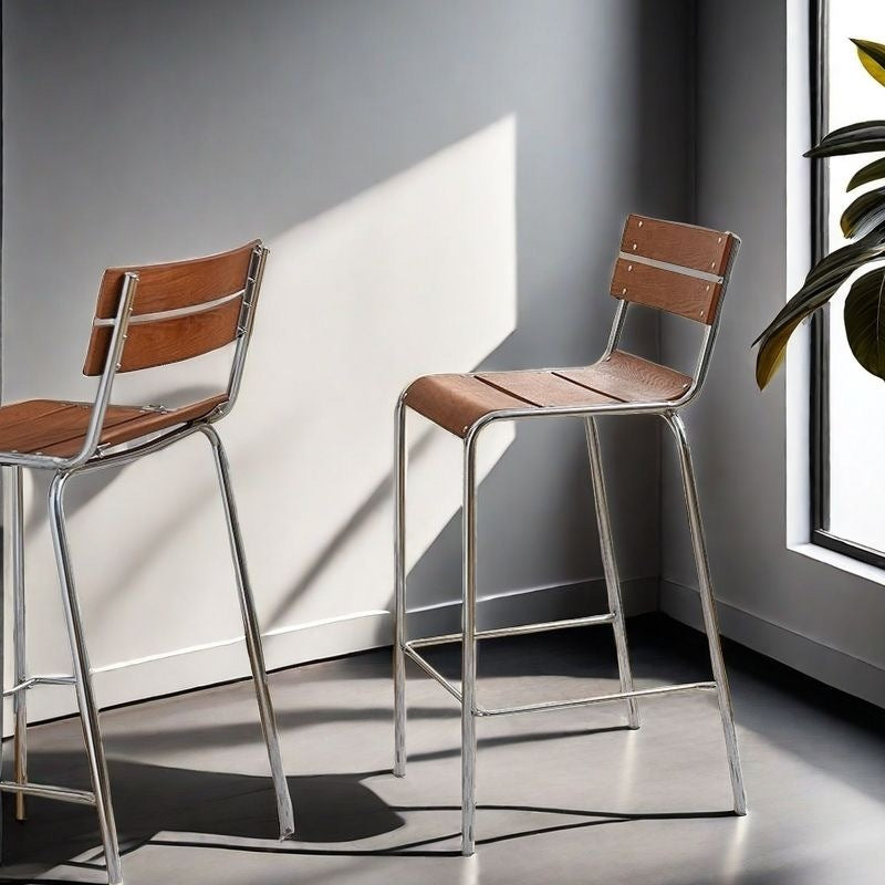Retro Wood Iron Square Bar Stool