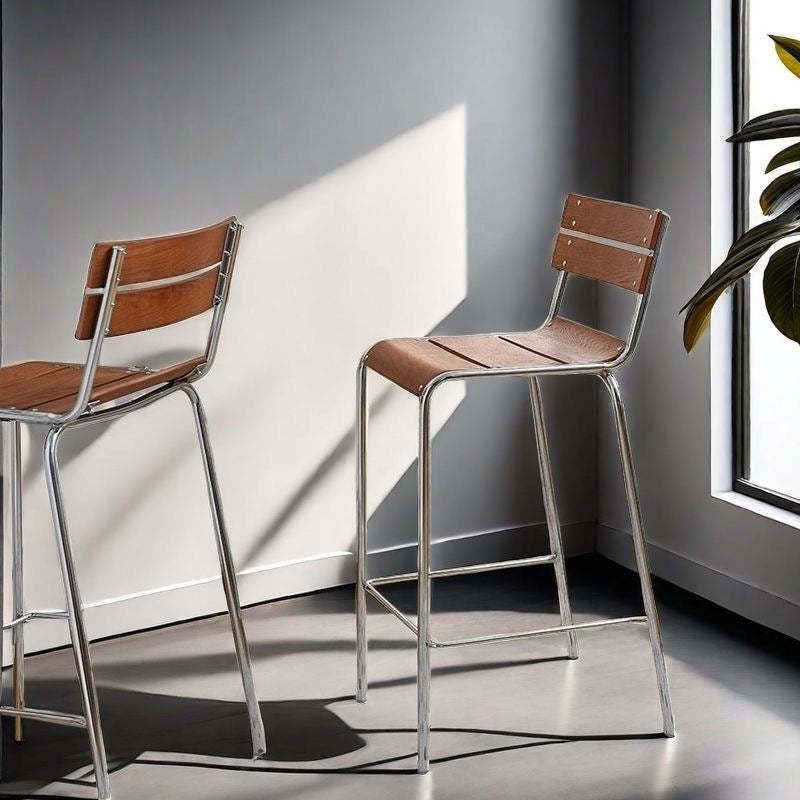 Retro Wood Iron Square Bar Stool