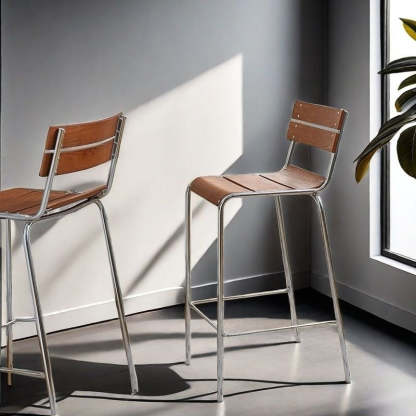Retro Wood Iron Square Bar Stool