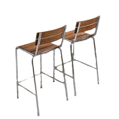 Retro Wood Iron Square Bar Stool