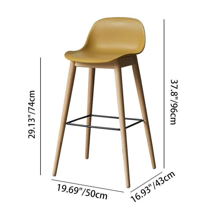 Nordic Beech Metal Square Bar Stool — Navy Blue