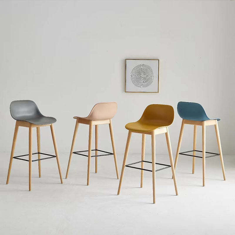 Nordic Beech Metal Square Bar Stool — White