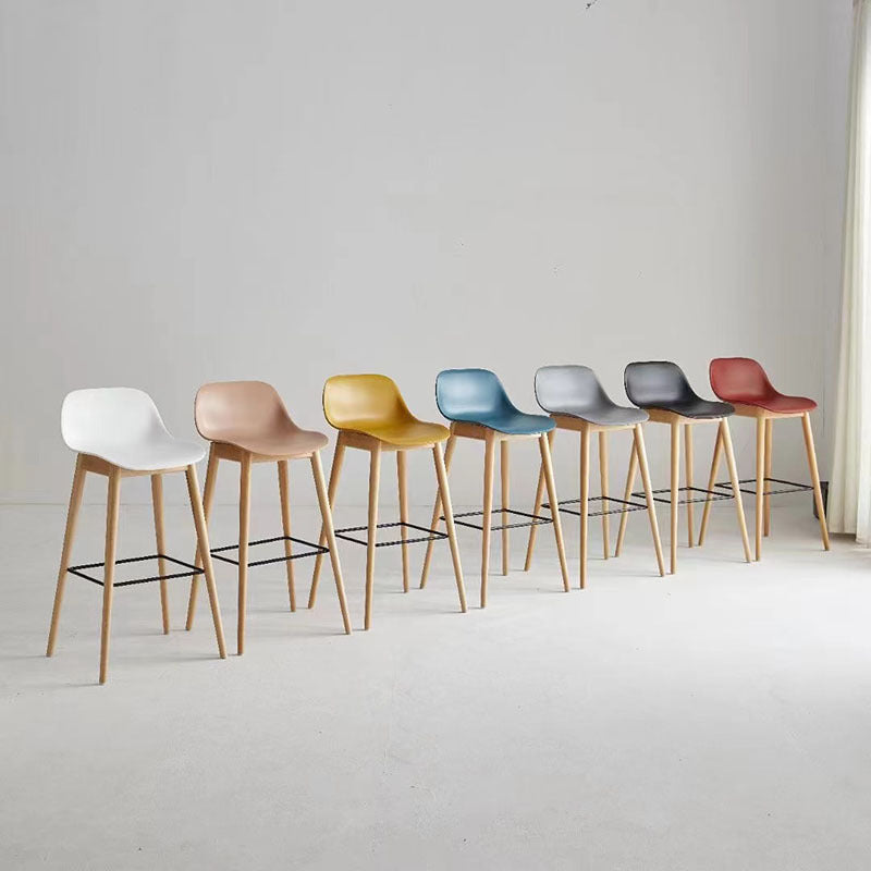 Nordic Beech Metal Square Bar Stool — Pink