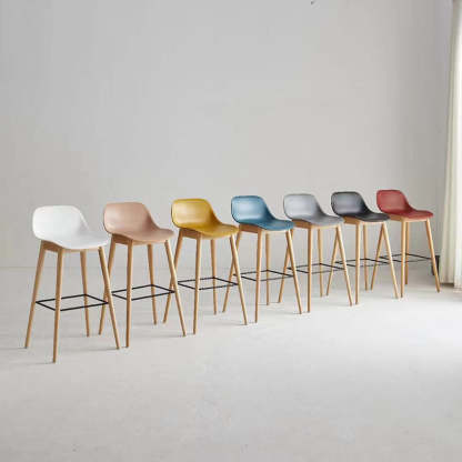 Nordic Beech Metal Square Bar Stool — Pink