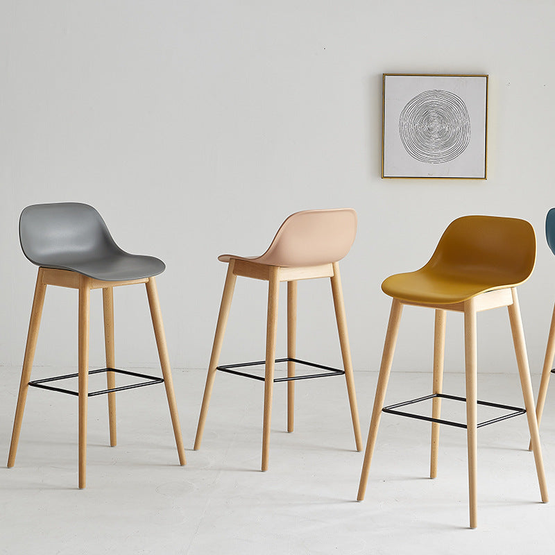 Nordic Beech Metal Square Bar Stool — Gray