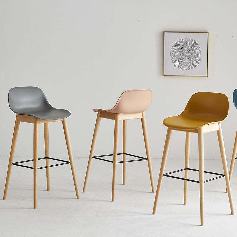 Nordic Beech Metal Square Bar Stool — Gray