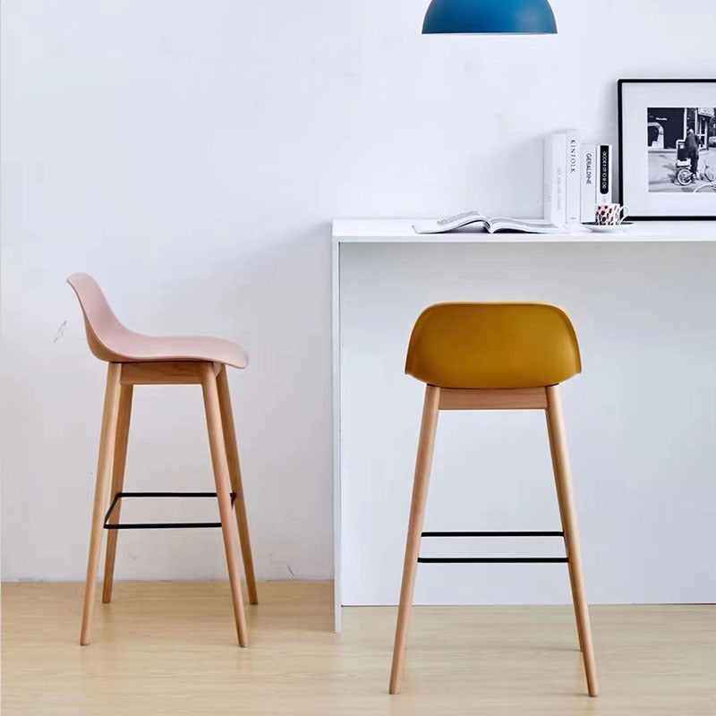 Nordic Beech Metal Square Bar Stool — Yellow