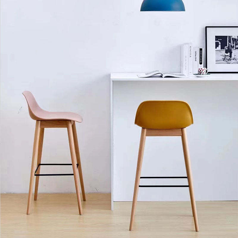 Nordic Beech Metal Square Bar Stool — Yellow
