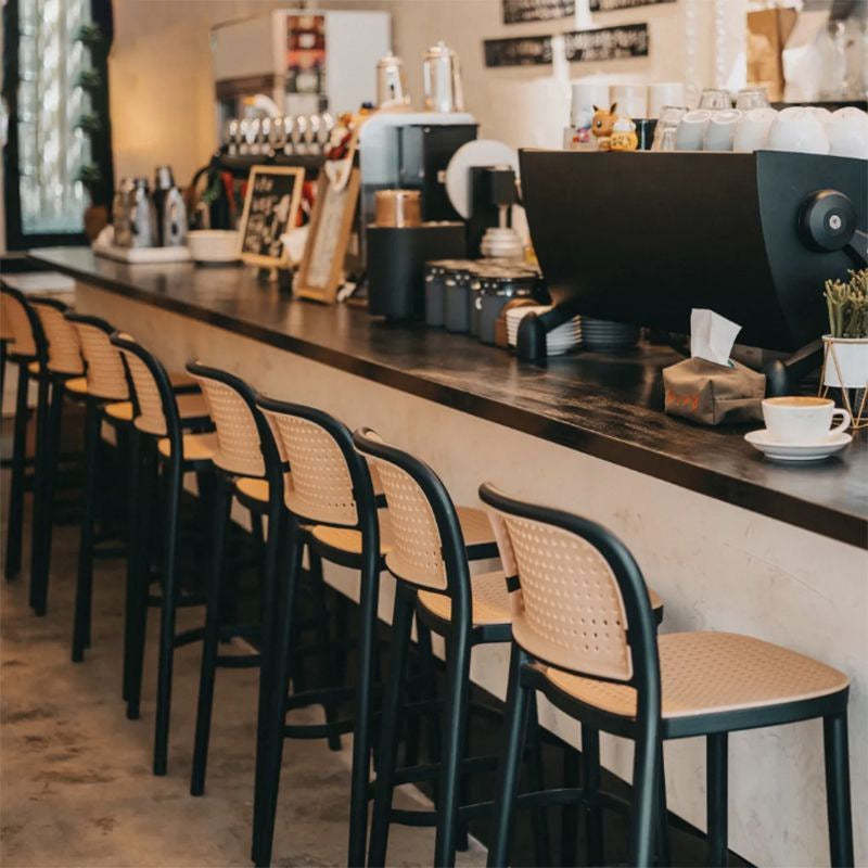 Scandinavian Woven Square Bar Stool