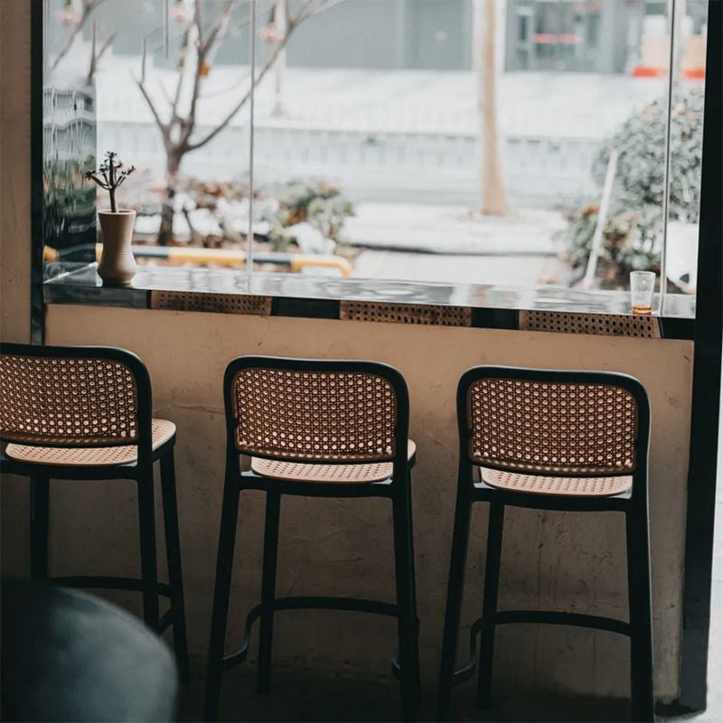 Scandinavian Woven Square Bar Stool
