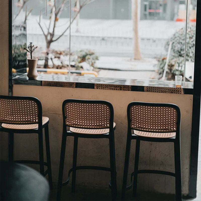 Scandinavian Woven Square Bar Stool