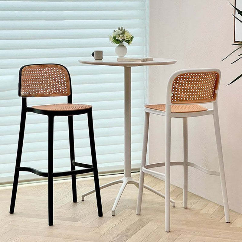 Scandinavian Woven Square Bar Stool — White