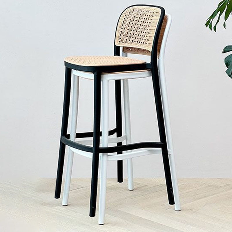 Scandinavian Woven Square Bar Stool — Black