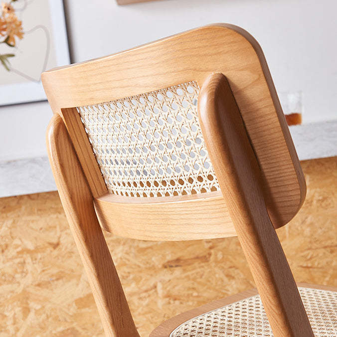 Japanese Woven Ash Wood Rattan Bar Stool
