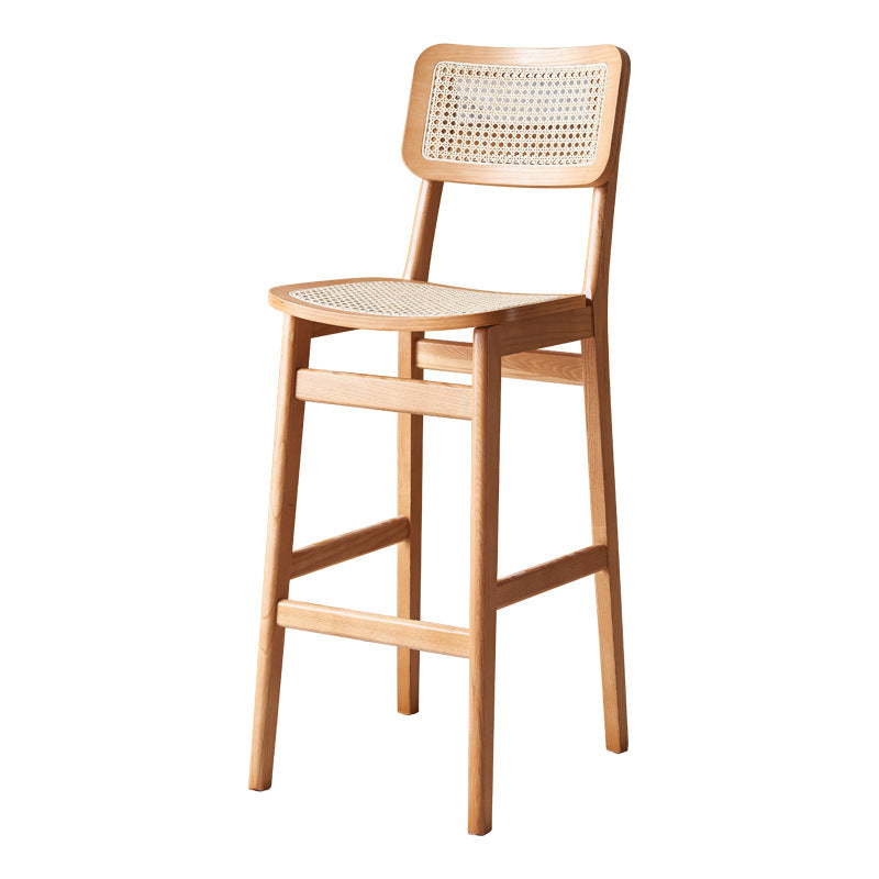 Japanese Woven Ash Wood Rattan Bar Stool