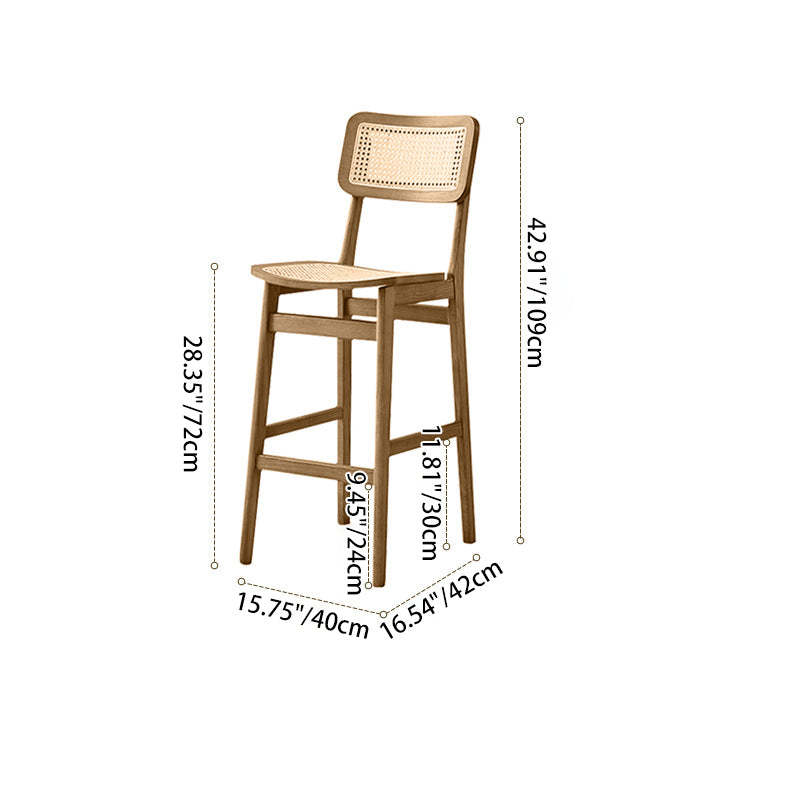 Japanese Woven Ash Wood Rattan Bar Stool