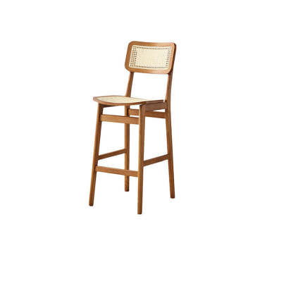 Japanese Woven Ash Wood Rattan Bar Stool
