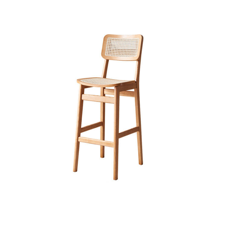 Japanese Woven Ash Wood Rattan Bar Stool
