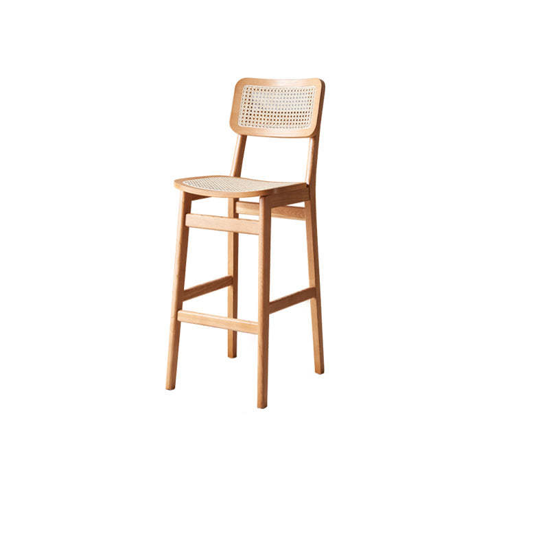Japanese Woven Ash Wood Rattan Bar Stool